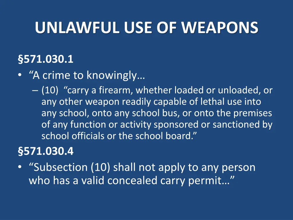 unlawful use of weapons