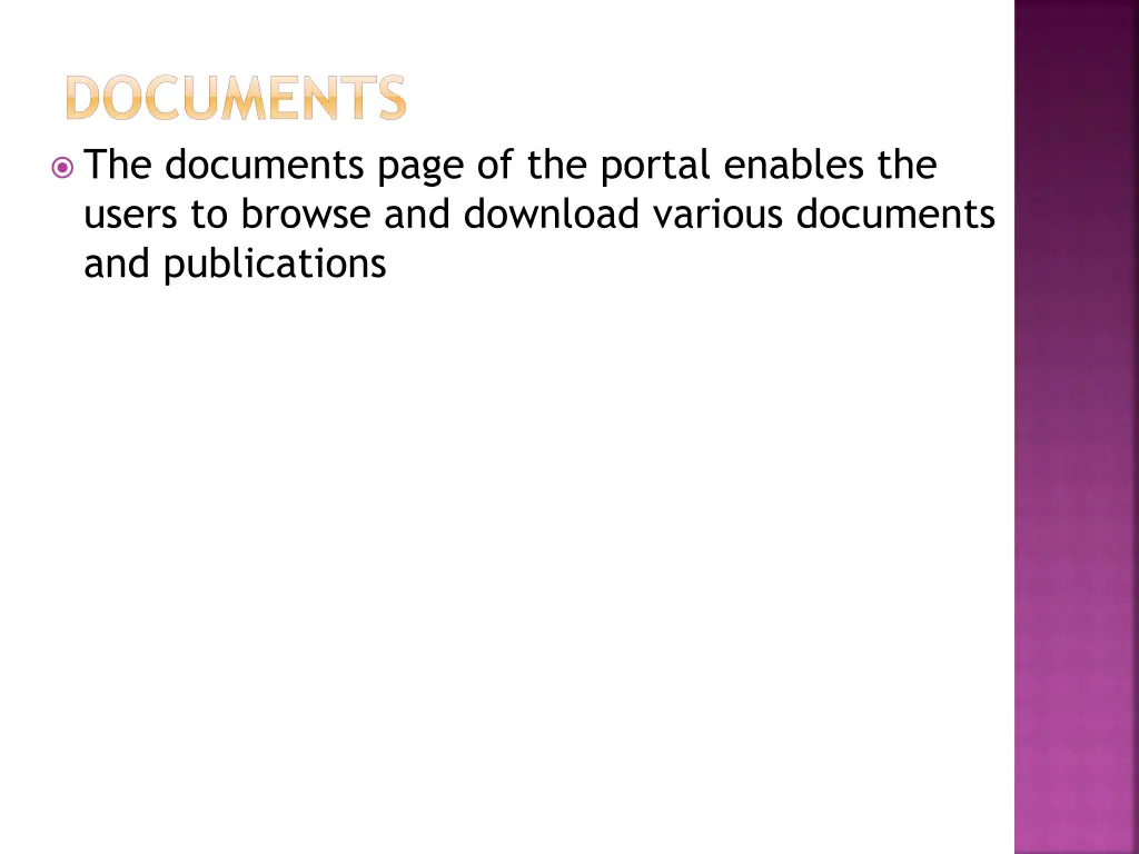 documents the documents page of the portal