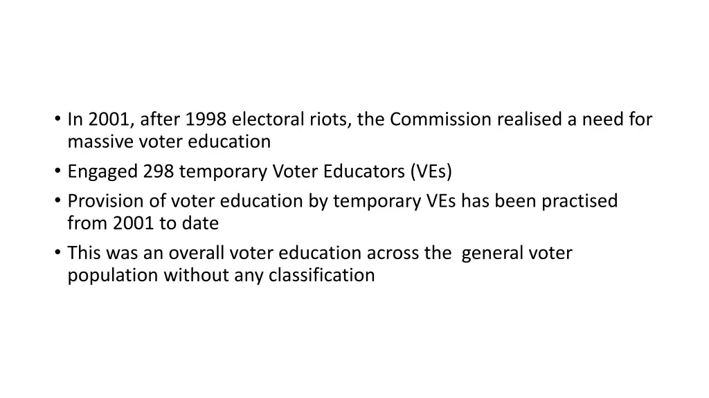 in 2001 after 1998 electoral riots the commission