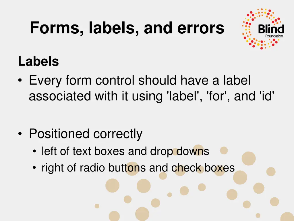 forms labels and errors