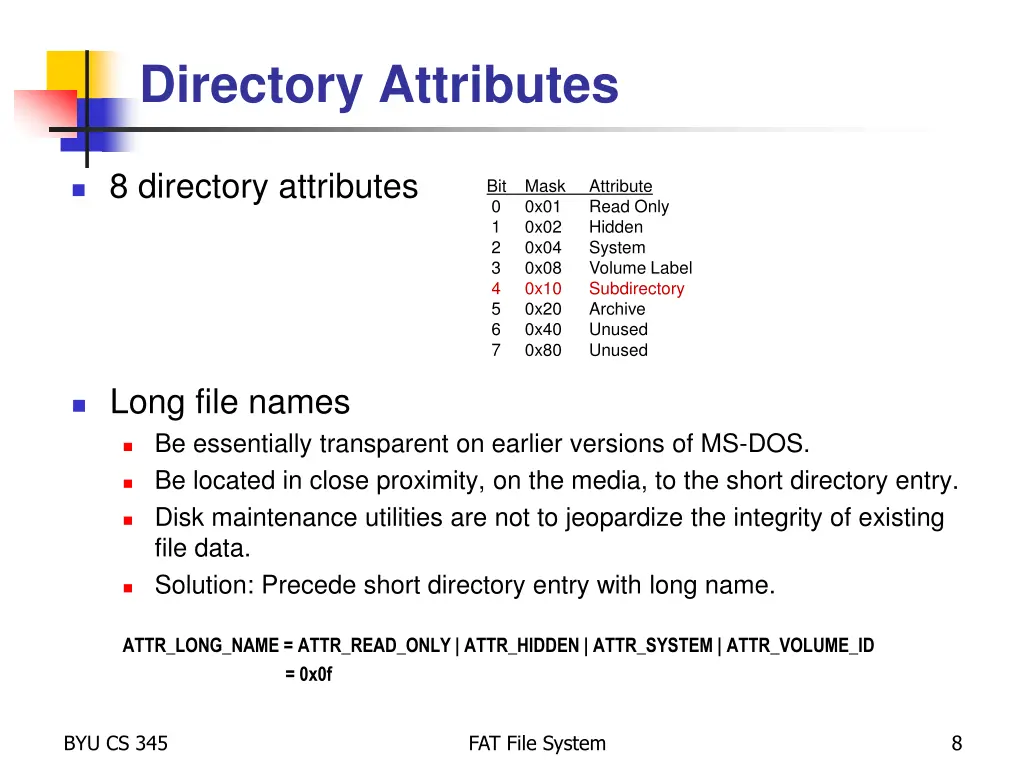 directory attributes