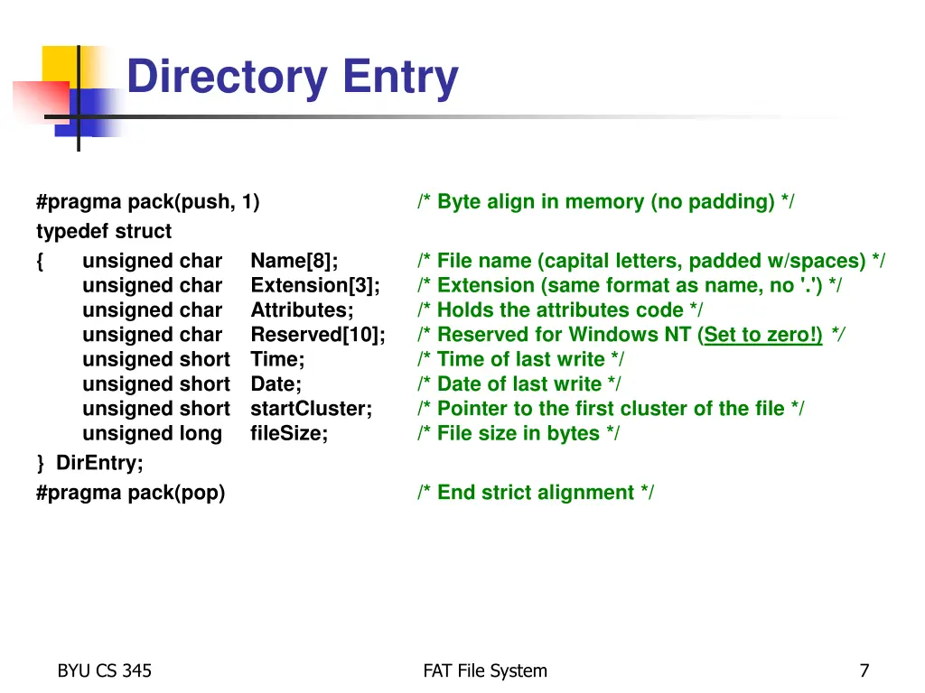 directory entry