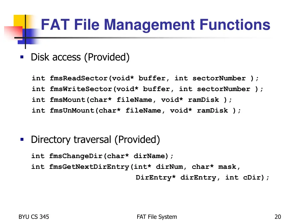 fat file management functions