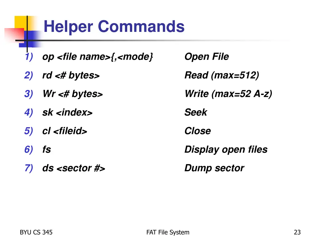 helper commands