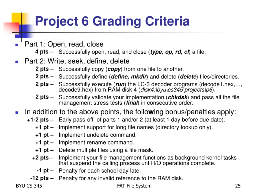 project 6 grading criteria