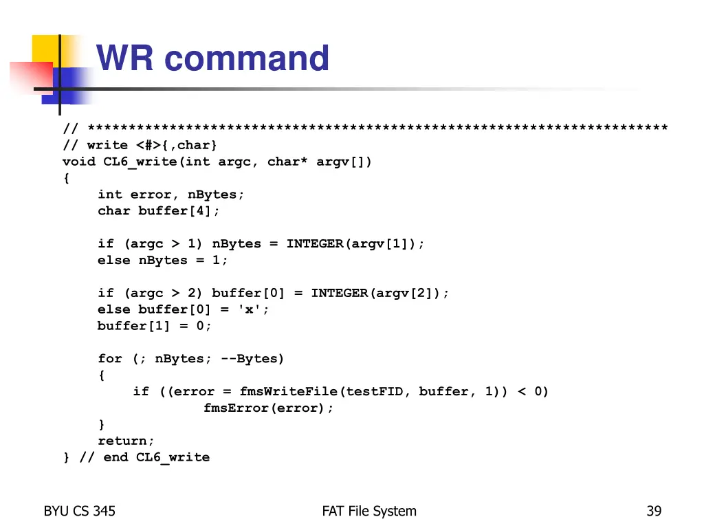 wr command