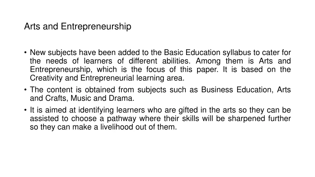 arts and entrepreneurship