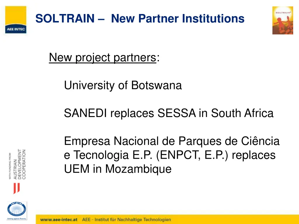 soltrain new partner institutions