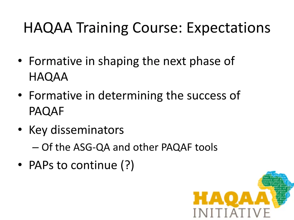 haqaa training course expectations