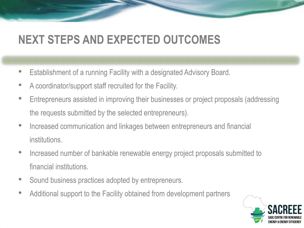 next steps and expected outcomes