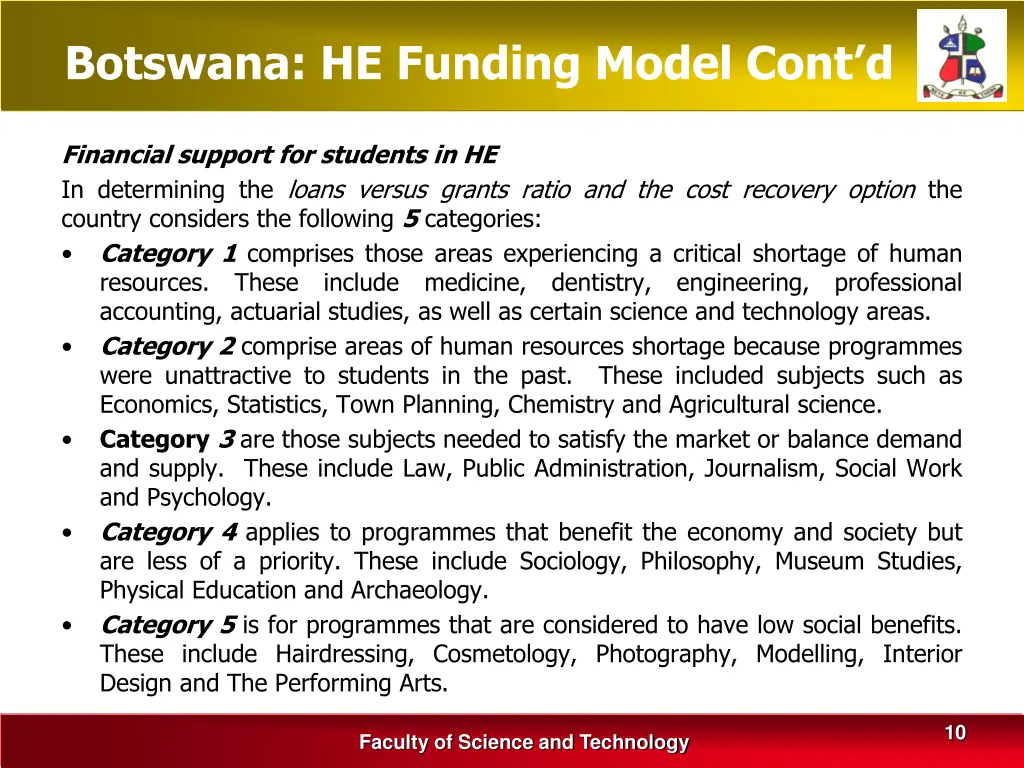 botswana he funding model cont d 1