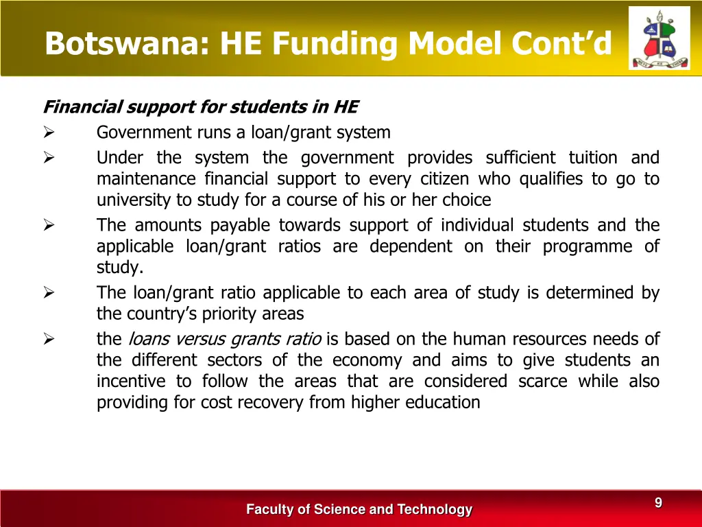 botswana he funding model cont d