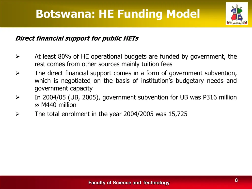 botswana he funding model