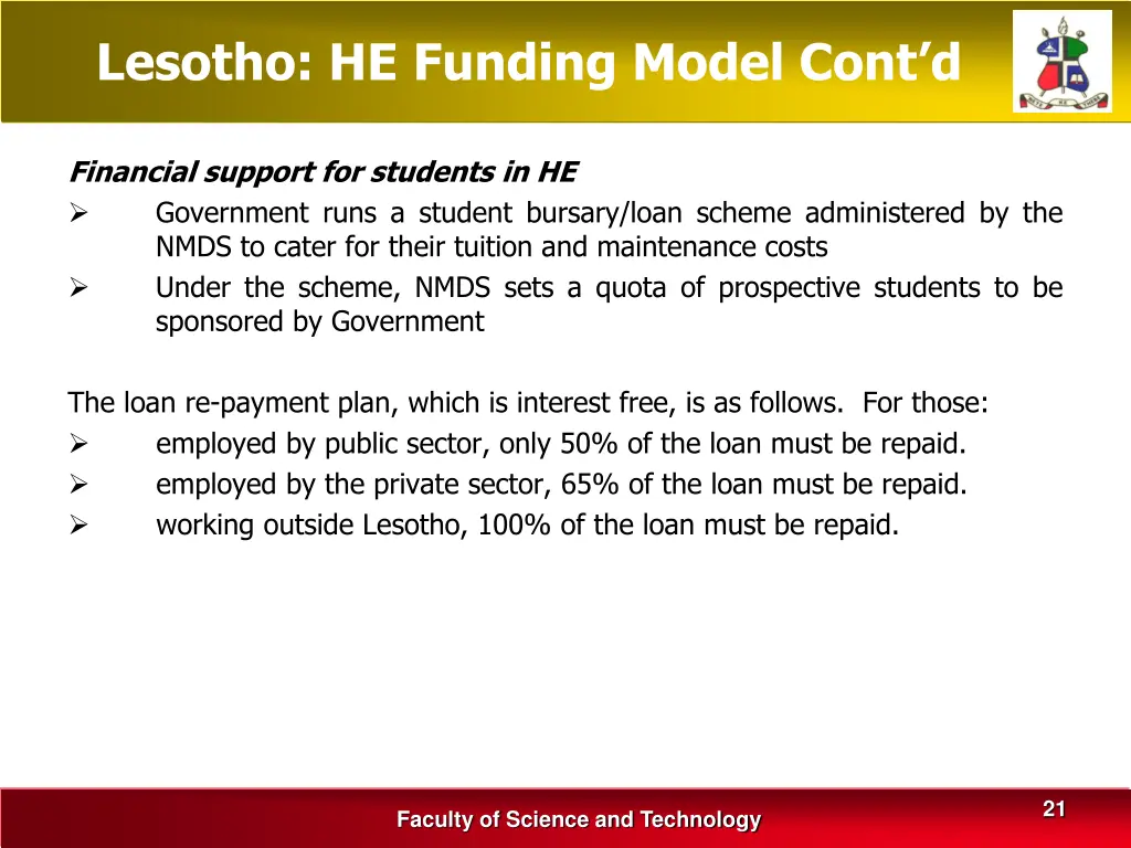 lesotho he funding model cont d