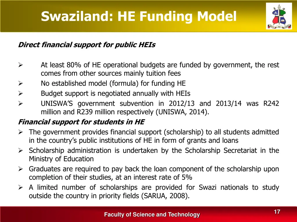 swaziland he funding model