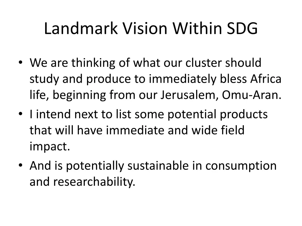 landmark vision within sdg