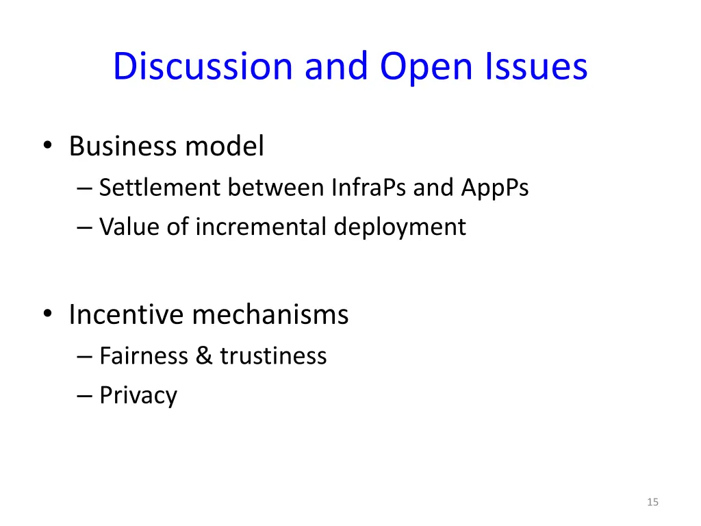 discussion and open issues