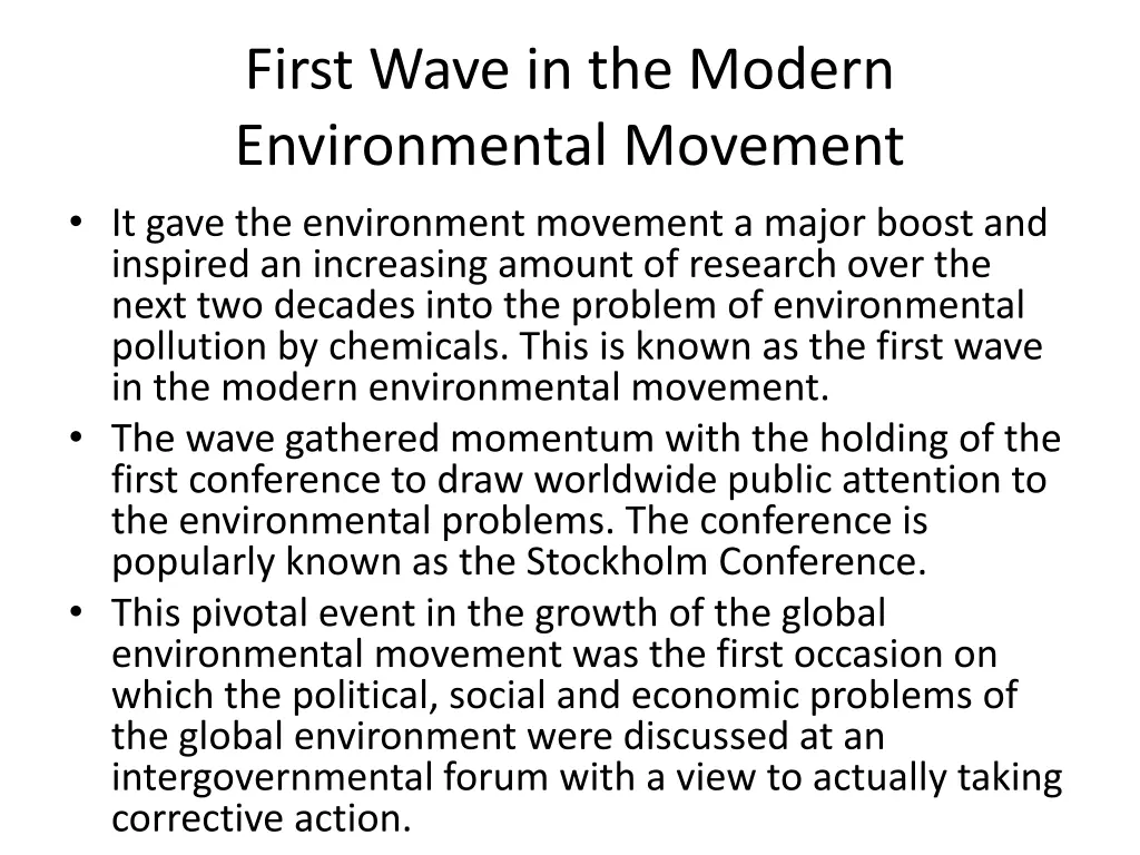 first wave in the modern environmental movement