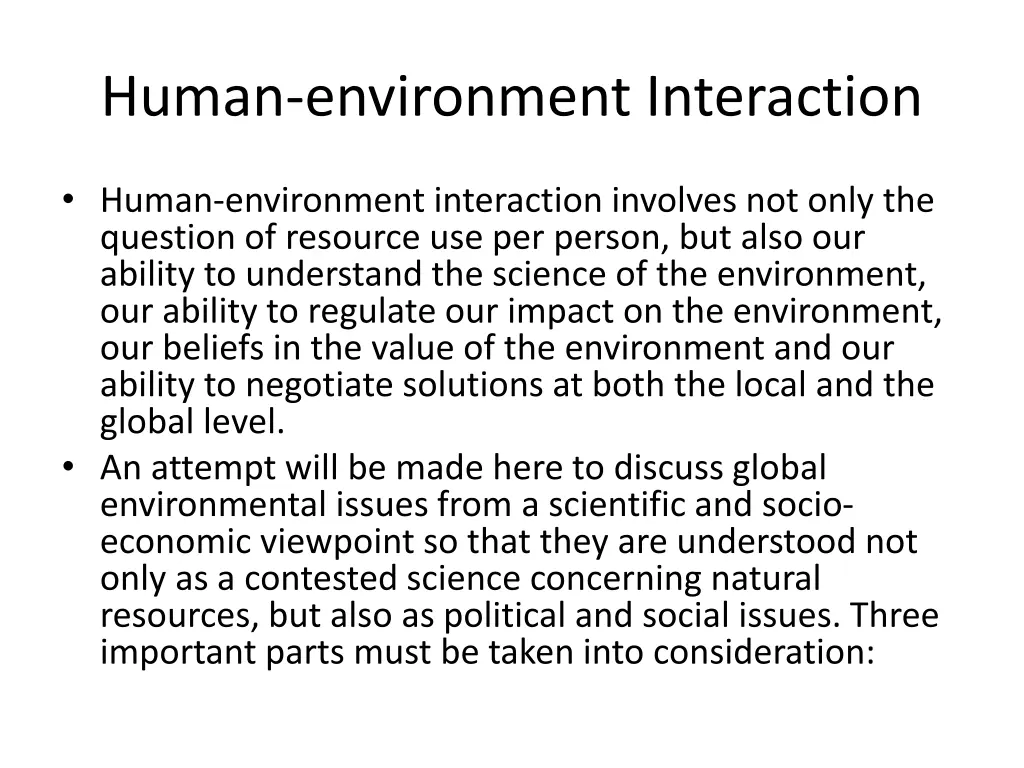 human environment interaction