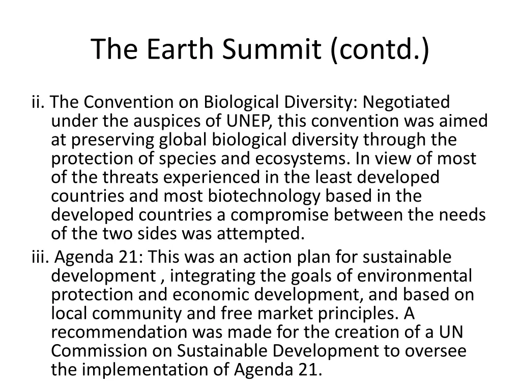 the earth summit contd