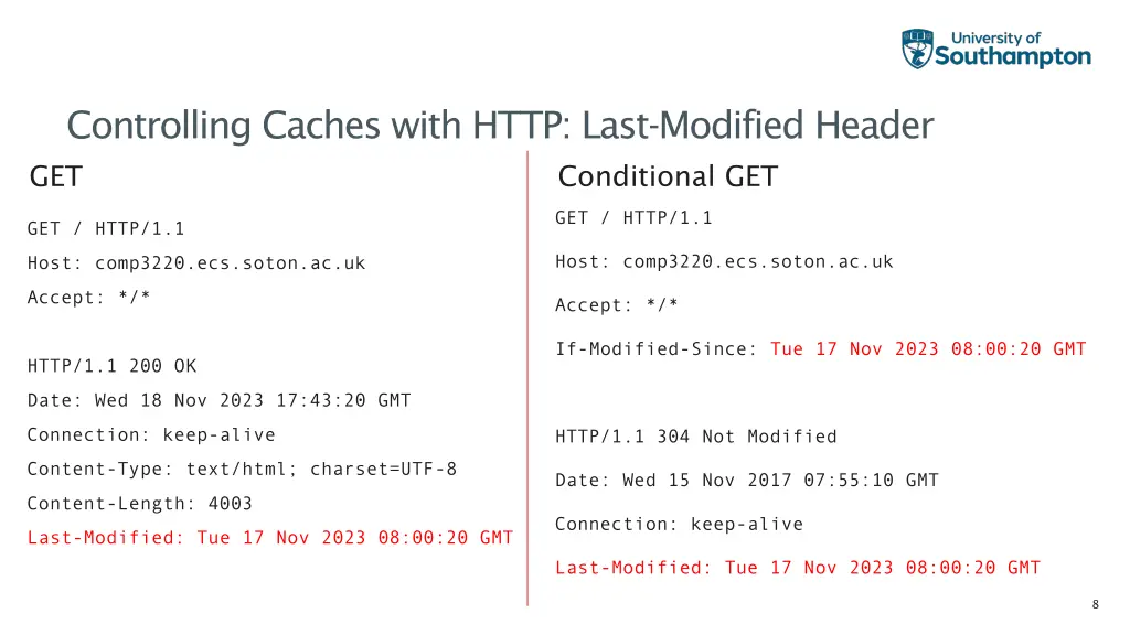 controlling caches with http last modified header