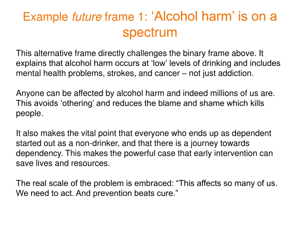 example future frame 1 alcohol harm