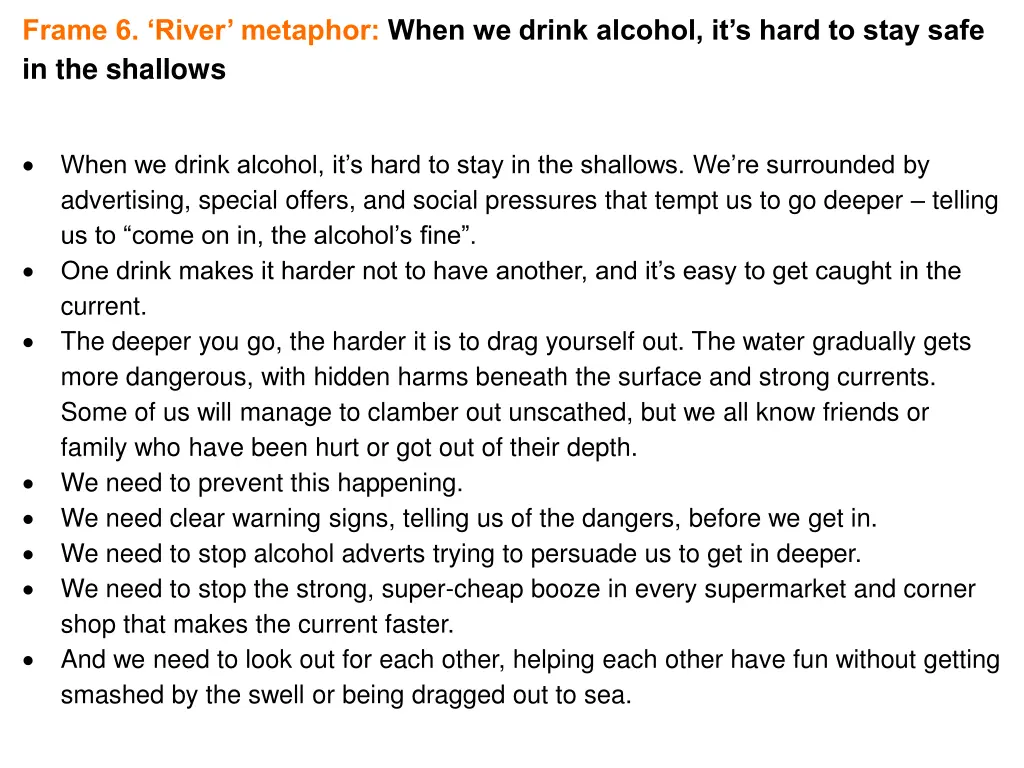 frame 6 river metaphor when we drink alcohol