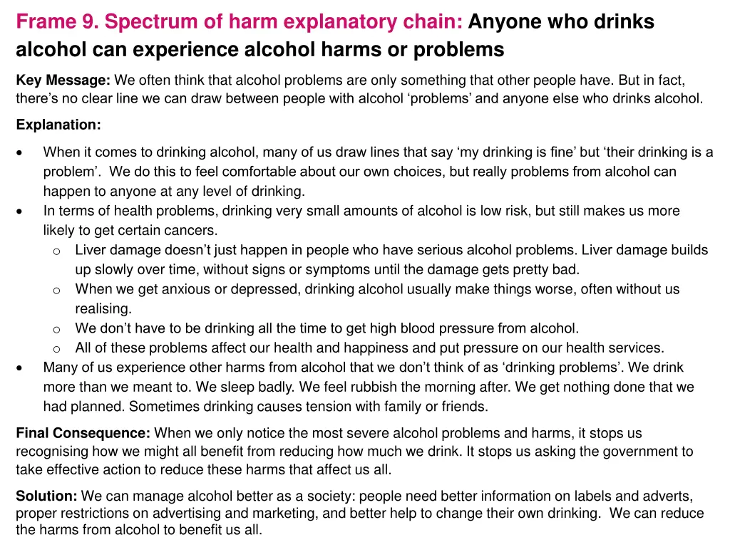 frame 9 spectrum of harm explanatory chain anyone