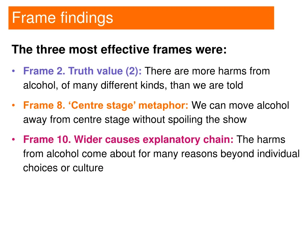 frame findings