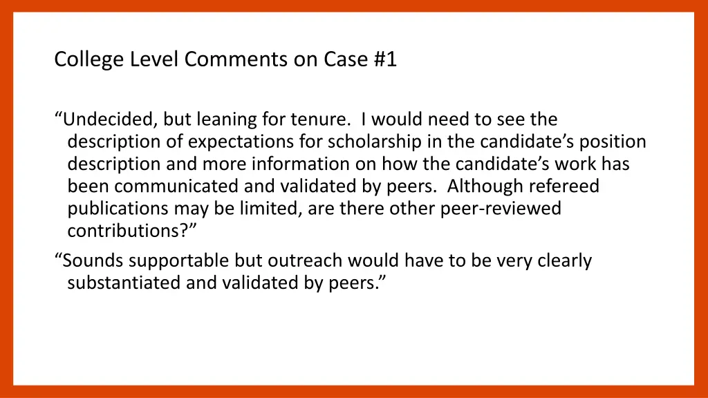 college level comments on case 1