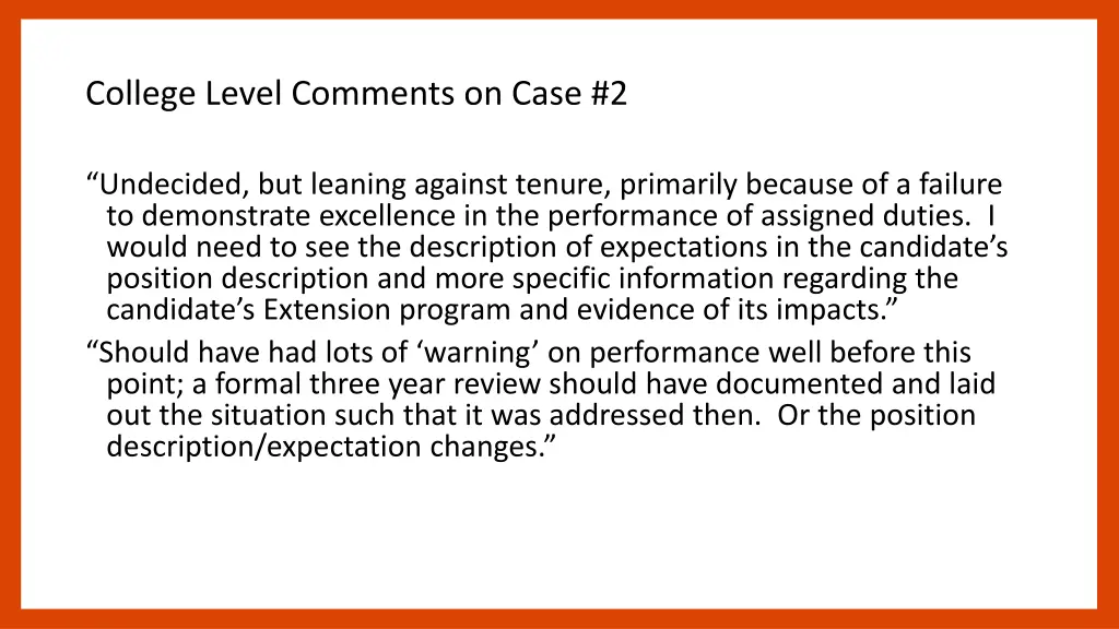 college level comments on case 2