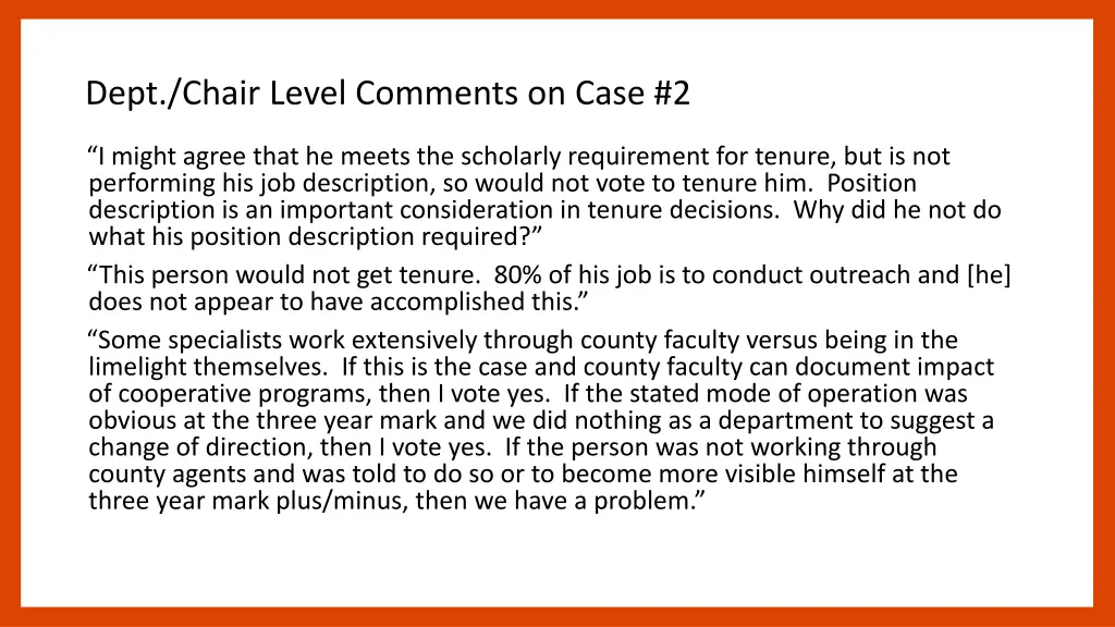 dept chair level comments on case 2