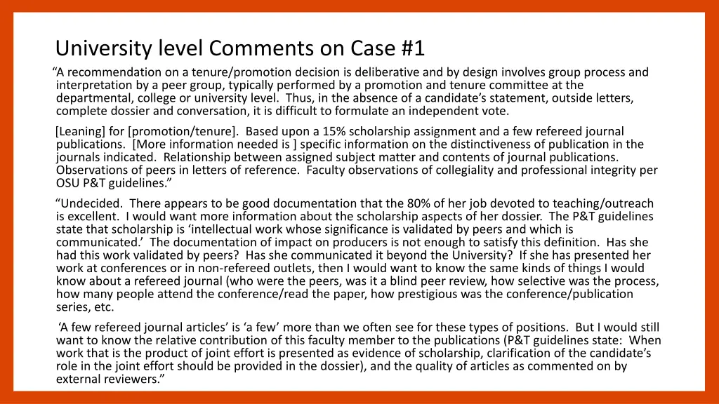 university level comments on case