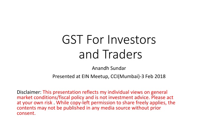 gst for investors and traders