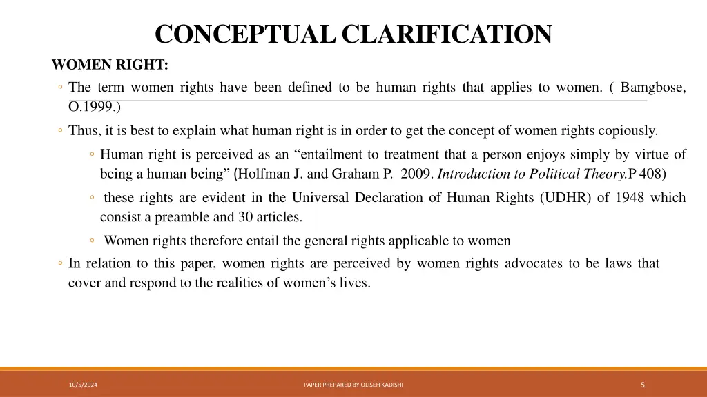 conceptual clarification women right the term