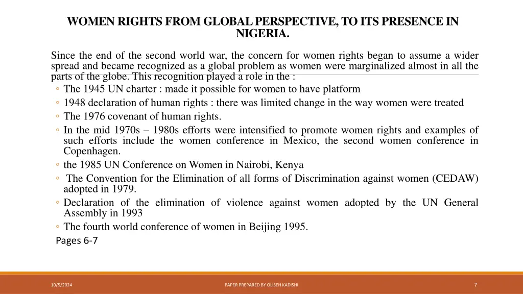 women rights from global perspective