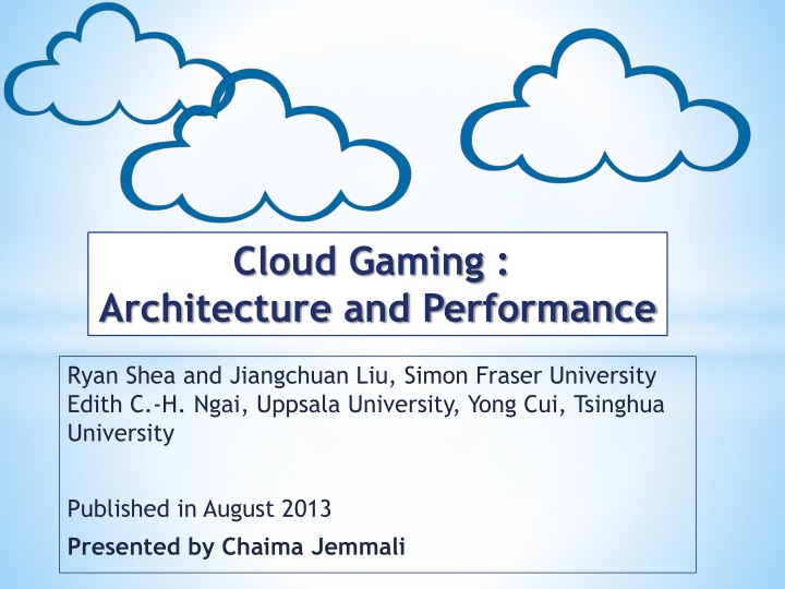 cloud gaming architecture and performance