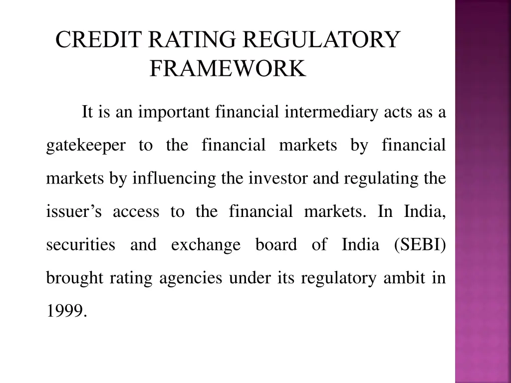 credit rating regulatory framework