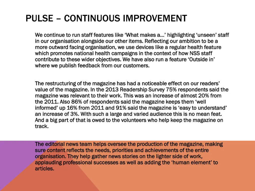 pulse continuous improvement