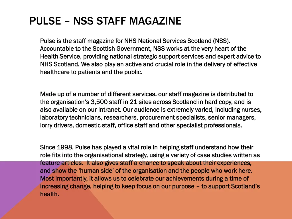 pulse nss staff magazine