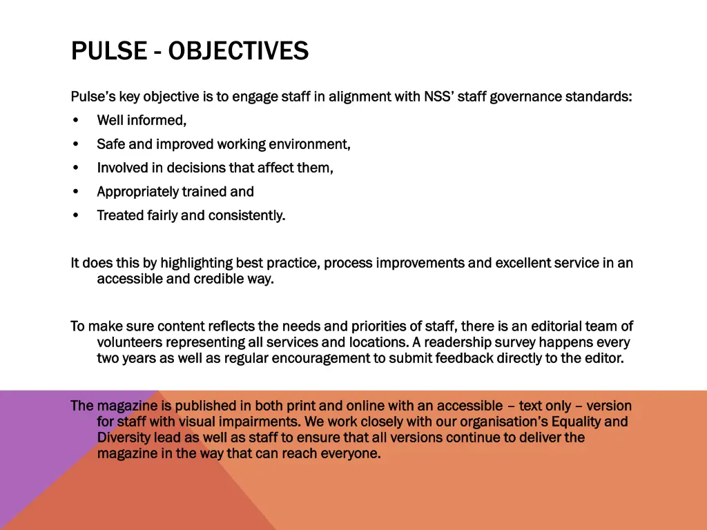 pulse objectives