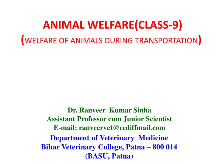 animal welfare class 9 welfare of animals during