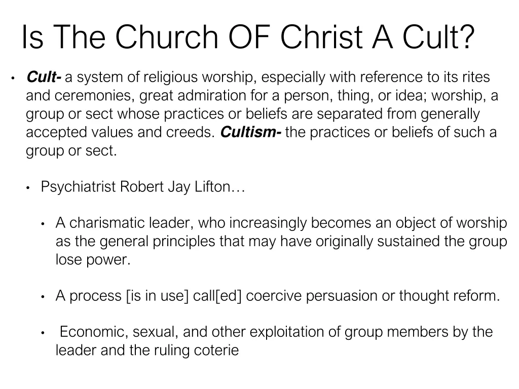 is the church of christ a cult 1