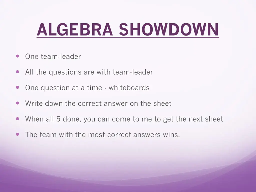 algebra showdown