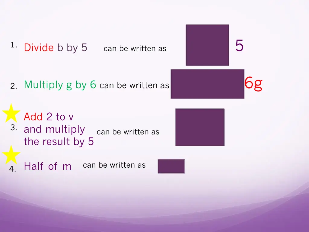 divide b by 5 can be written as b 5