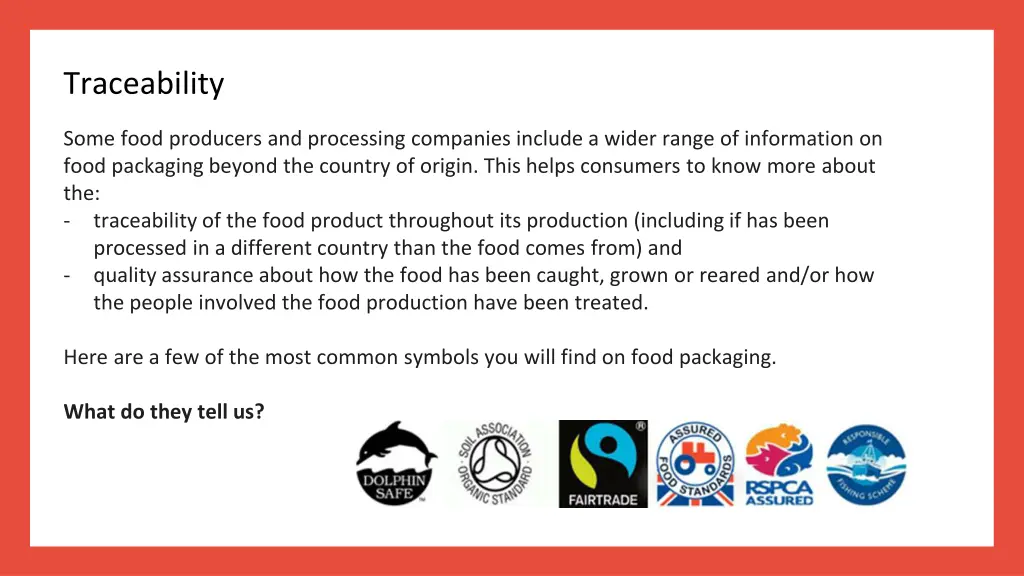 traceability some food producers and processing