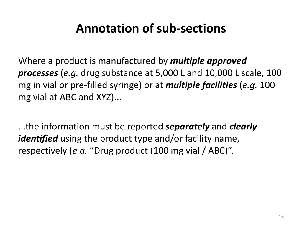 annotation of sub sections