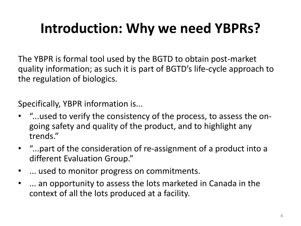 introduction why we need ybprs