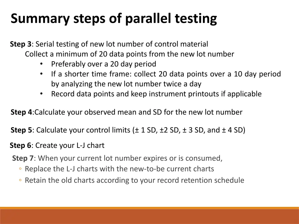 summary steps of parallel testing