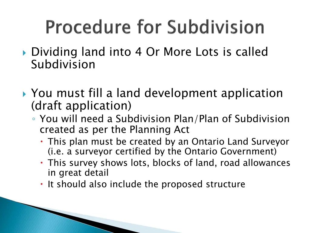 dividing land into 4 or more lots is called